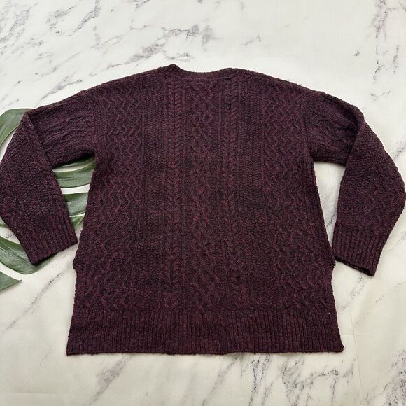 Sundance Womens Pullover Sweater Size S Dark Purple Cable Knit V-neck Soft - Picture 8 of 12